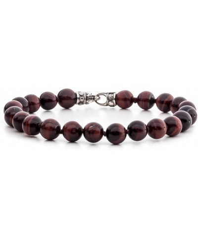 8mm Red Tigers Eye Bead Bracelet with Sterling Silver Clasp, 8.5 IN $60.00 Bracelets