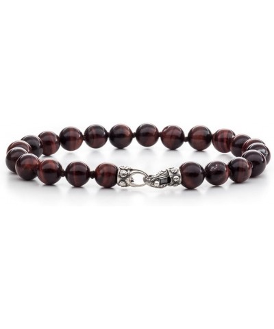 8mm Red Tigers Eye Bead Bracelet with Sterling Silver Clasp, 8.5 IN $60.00 Bracelets