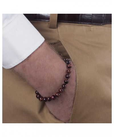 8mm Red Tigers Eye Bead Bracelet with Sterling Silver Clasp, 8.5 IN $60.00 Bracelets