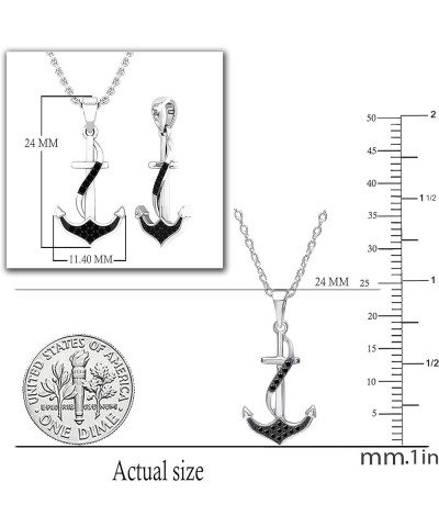 0.10 Carat (ctw) Round Diamond Ladies Alluring Ribbon Anchor Pendant with 18 Inch Silver Chain 1/10 CT | Available in 10K/14K...