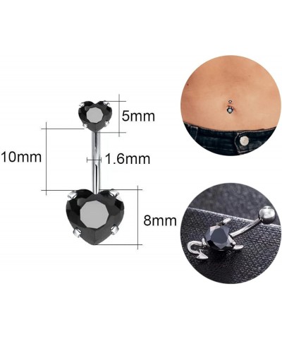 14G Clicker Belly Button Ring for Women Surgical Steel Belly Rings Reverse Curved Navel Rings Barbell Body Piercing black, 6p...