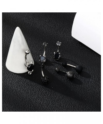 14G Clicker Belly Button Ring for Women Surgical Steel Belly Rings Reverse Curved Navel Rings Barbell Body Piercing black, 6p...