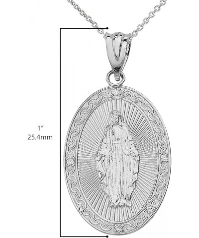 .925 Sterling Silver CZ Blessed Virgin 3/4" Oval Medal Pendant - Choose Pendant Only or Necklace w/ 16"-22" Chain 18 $12.99 P...