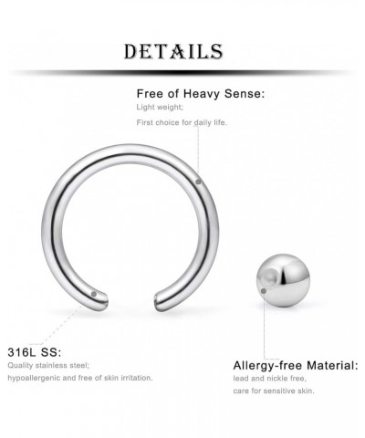 16G Septum Nose Rings Eyebrow lip Rings Lobe Earrings Hoop 316L Surgical Steel Cartilage Helix Tragus Rook Daith Earrings Hoo...