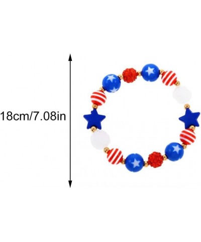 USA Flag Bracelet,Patriotic Bracelets,4th of July Beaded Stretch Bracelets for Women,Heart Star Charm Bracelets Independence ...