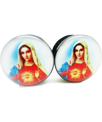 Virgin Mary Ear Plugs - Acrylic - Screw on - New *Pair* - 8 Sizes 2 Gauge (6mm) $8.09 Body Jewelry