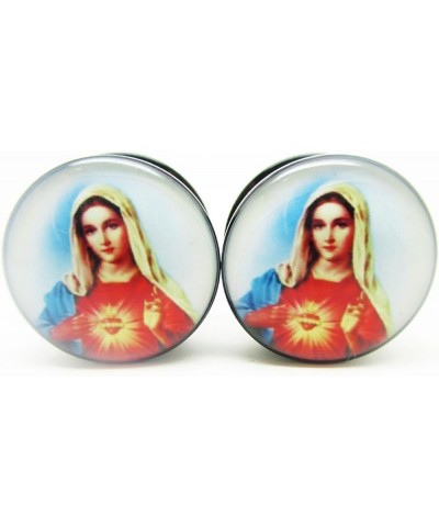 Virgin Mary Ear Plugs - Acrylic - Screw on - New *Pair* - 8 Sizes 2 Gauge (6mm) $8.09 Body Jewelry