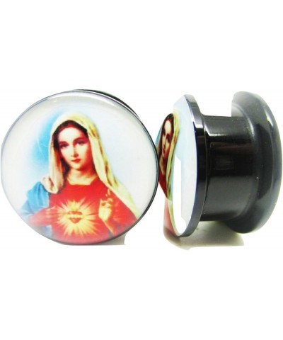 Virgin Mary Ear Plugs - Acrylic - Screw on - New *Pair* - 8 Sizes 2 Gauge (6mm) $8.09 Body Jewelry