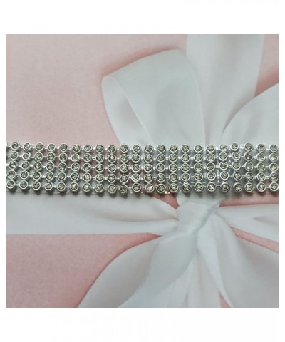 Crystal Choker Necklace Wide Rhinestone Choker Necklace Diamond Collar Jewelry 3Row-8Row Silver Plated for Women Girls 5 Row ...