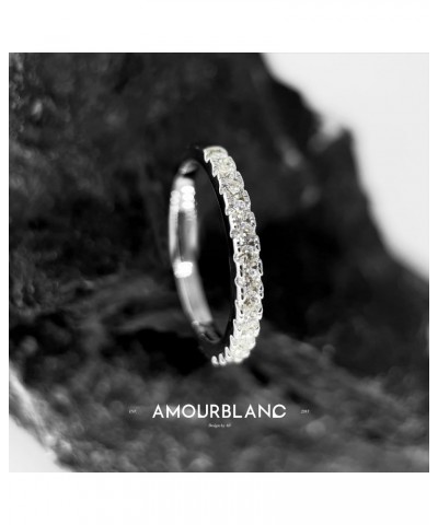 2mm Moissanite Half Eternity Ring Delicate Stackable Wedding Bands for Women Lab Created Diamond 14K White Gold Plated Sterli...