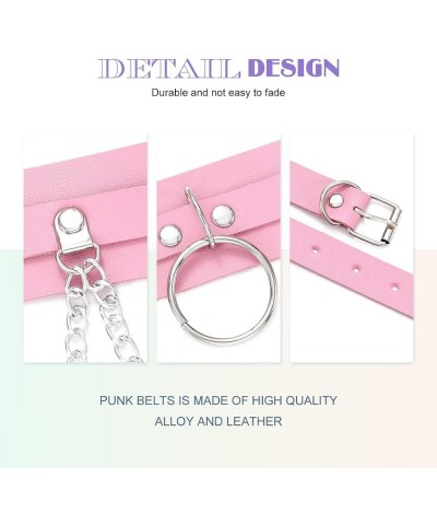 Punk Waist Chain Belt PU Leather Belly Body Chain Rave Belts Gothic Accessory for Women and Girls Pink $7.48 Body Jewelry