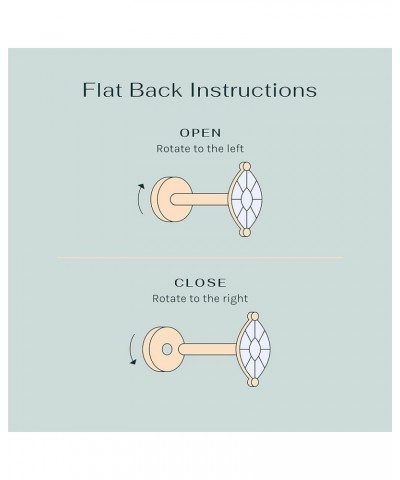 14K Gold Plated 925 Sterling Silver Post Colored Cubic Zirconia Flatback Earrings for Women | Small Cartilage Stud Earring | ...