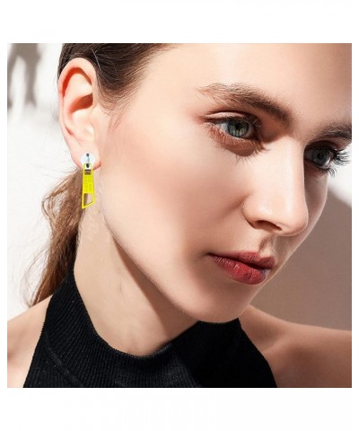 Weird Zipper Earrings Funky Alloy Black Zipper Dangle Drop Earrings For Women Men and Girls yellow $6.35 Earrings