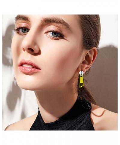 Weird Zipper Earrings Funky Alloy Black Zipper Dangle Drop Earrings For Women Men and Girls yellow $6.35 Earrings