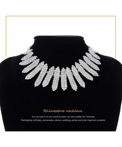 Bride Rhinestone Jewelry Set Wedding Necklace Earrings Sets Silver Crystal Prom Necklaces Chain for Women NK267 Silver $7.27 ...