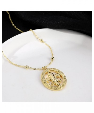 Gold Pendant Necklace, Flower Rudder Compass Necklace for Women Girls, Four Leaf Clover Saturn Moon Star Gold Plated Chain Da...