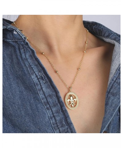 Gold Pendant Necklace, Flower Rudder Compass Necklace for Women Girls, Four Leaf Clover Saturn Moon Star Gold Plated Chain Da...