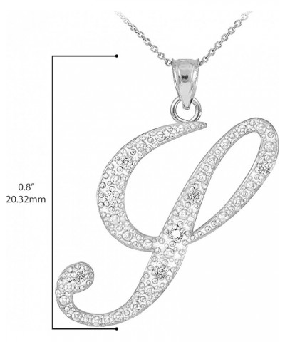 14K White Gold Diamond Accented Dangling Cursive Initial A-Z Charm 4/5" Pendant Necklace - Choice of Letter & Chain Length 16...