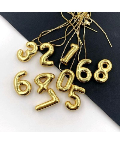 Bubble Letter Necklace for Women, Dainty Balloon Initial Numeric Necklaces 14k Gold Plated Chain Numeric Pendant Alphabet Nec...