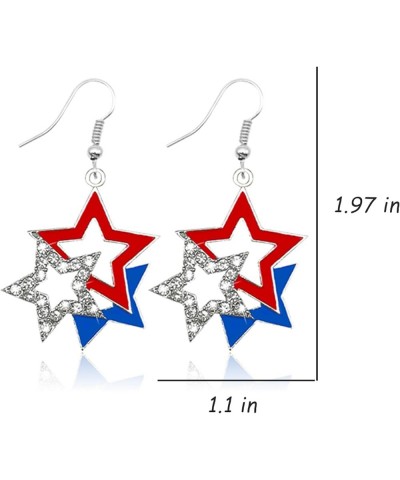 4th of July Earrings for Women Patriotic Star Butterfly Hat Slippers Wings Earrings Red White Blue Earrings for Independence ...