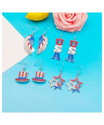 4th of July Earrings for Women Patriotic Star Butterfly Hat Slippers Wings Earrings Red White Blue Earrings for Independence ...