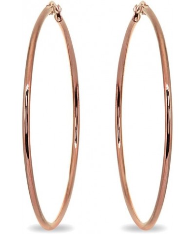 Rose Gold Flash Stainless Steel Round Polished Hoop Earrings for Women Girls (2x25mm-75mm Diameter) 2 1/5-inches,55mm $8.15 E...