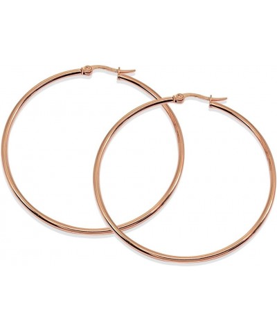 Rose Gold Flash Stainless Steel Round Polished Hoop Earrings for Women Girls (2x25mm-75mm Diameter) 2 1/5-inches,55mm $8.15 E...