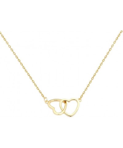 Interlocking Heart Necklace Double Love Pendant Necklaces Classic Cut-Out Choker Elegant Dainty Heart Necklaces Collarbone Ch...