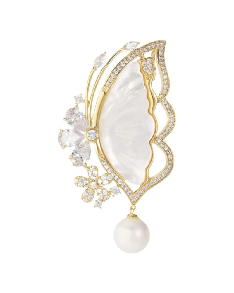 Brooches and Pins with Pearl and Crystal, Fashion Elegant Lapel Pin Jewelry Gifts for Women, Fashionable Accessories White Bu...