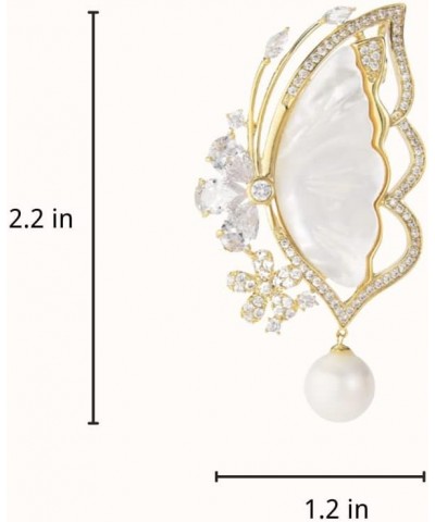 Brooches and Pins with Pearl and Crystal, Fashion Elegant Lapel Pin Jewelry Gifts for Women, Fashionable Accessories White Bu...