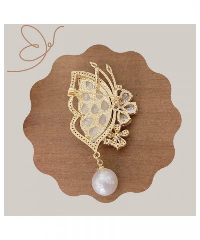 Brooches and Pins with Pearl and Crystal, Fashion Elegant Lapel Pin Jewelry Gifts for Women, Fashionable Accessories White Bu...