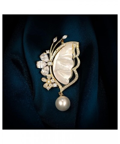 Brooches and Pins with Pearl and Crystal, Fashion Elegant Lapel Pin Jewelry Gifts for Women, Fashionable Accessories White Bu...