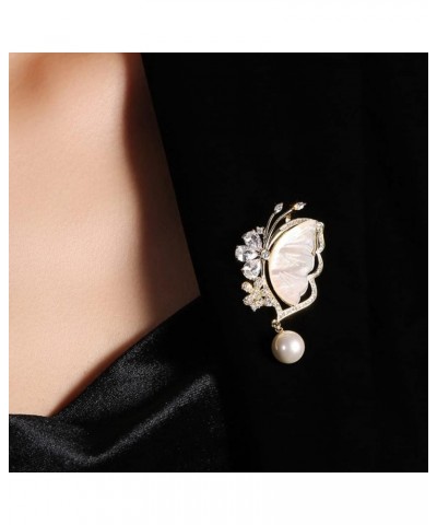 Brooches and Pins with Pearl and Crystal, Fashion Elegant Lapel Pin Jewelry Gifts for Women, Fashionable Accessories White Bu...