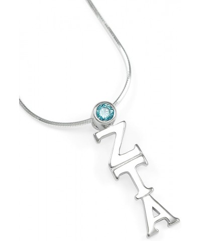 Zeta Tau Alpha Sterling Silver Lavaliere with Turquoise CZ 16.0 Inches $14.75 Pendants