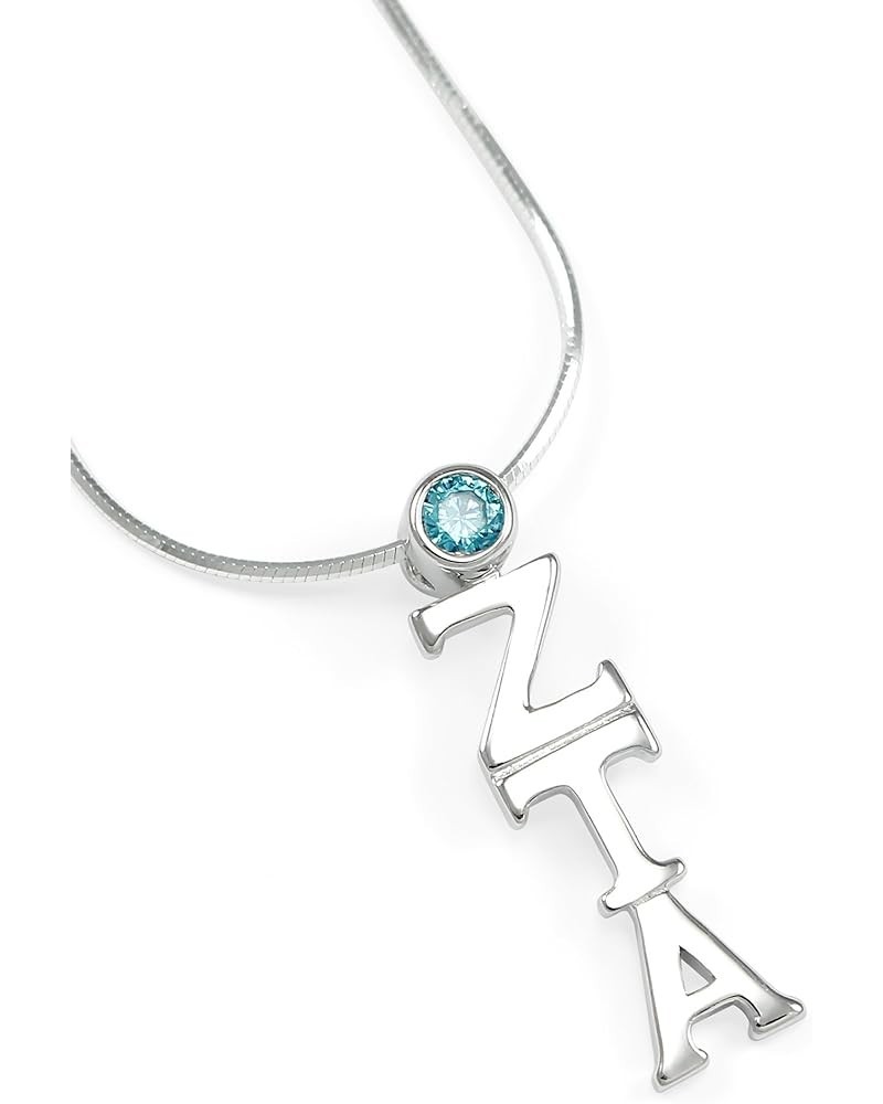 Zeta Tau Alpha Sterling Silver Lavaliere with Turquoise CZ 16.0 Inches $14.75 Pendants