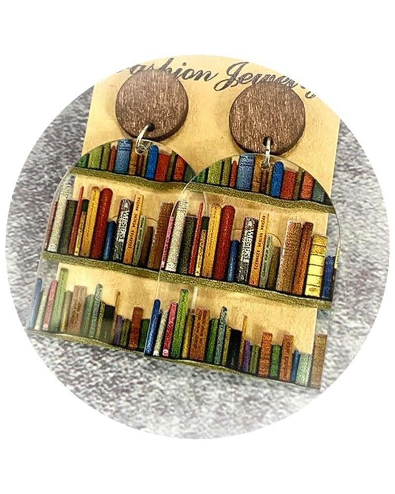 Book Earrings for Women Teacher Earrings Pencil Earrings Funny Earrings for Book Lovers Bookshelf Drop Earrings Teacher Appre...