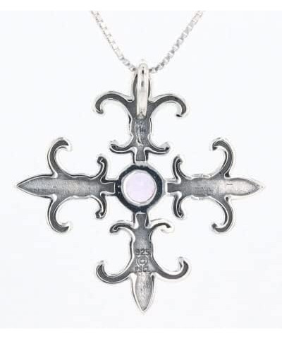 Sterling Silver and Amethyst Croix La Me'Re Fleur De Lis Pendant on 18 Inch Chain Necklace $44.50 Necklaces