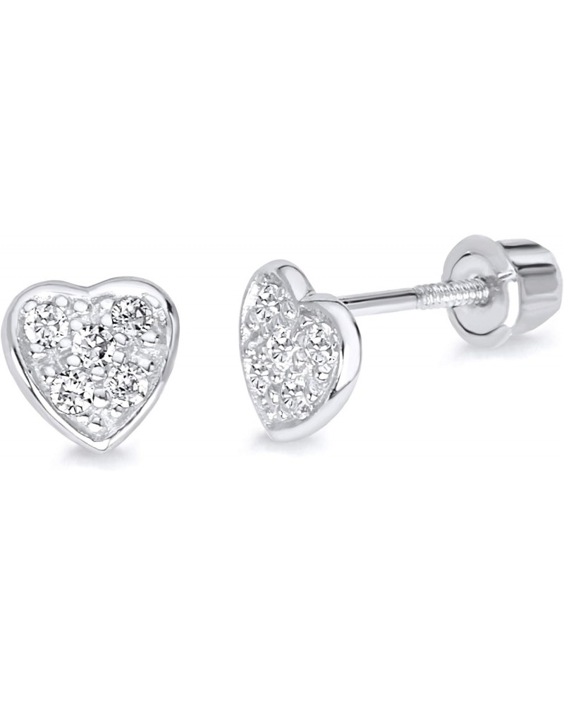 14k White Gold Heart Stud Earrings with Screw Back $30.24 Earrings