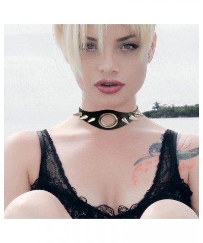 Gothic Choker Necklace, Punk Spike Leather Choker Necklace, Goth Emo Y2k Accessories for Women A-Black $7.79 Necklaces