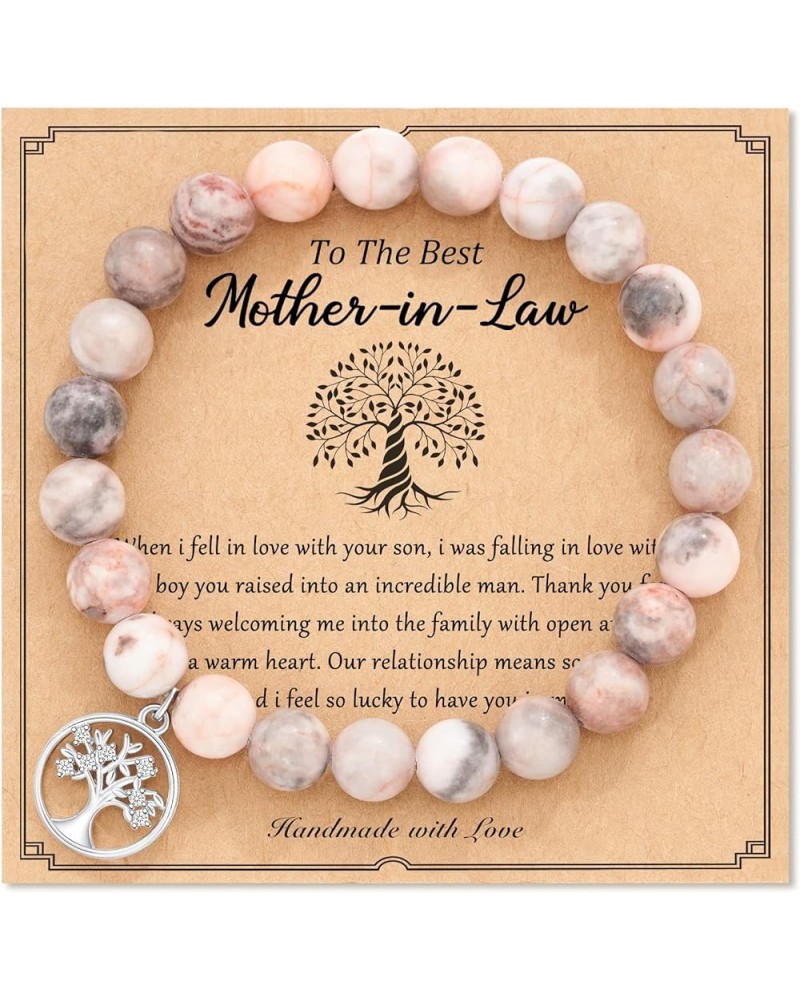 Mothers Day Gifts for Mom, Tree of life Natural Stone Bracelet Gifts for Mom Mother in Law Mother in law-Pink $9.46 Bracelets