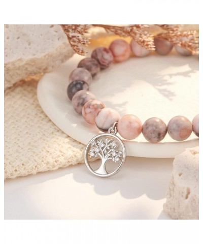 Mothers Day Gifts for Mom, Tree of life Natural Stone Bracelet Gifts for Mom Mother in Law Mother in law-Pink $9.46 Bracelets