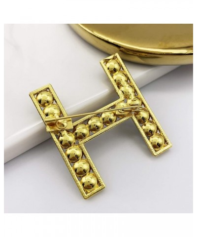 Letter Brooch Pins Letters(A-Z) Plated Metal Simulted pearl Brooches for Women girls Inspired Gift(Gold Tone) Style 3: Gold H...