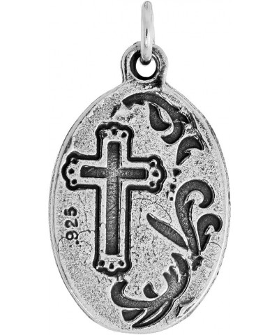 Sterling Silver St Charbel Medal Necklace Oxidized finish Oval 1.8mm Chain 22-inch $26.47 Necklaces