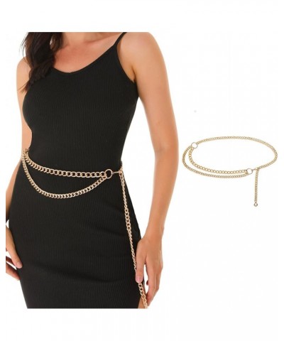 Gold Waist Chain Belt for Women Dresses Metal Link Dangling Cinturones De Mujer Layer $9.22 Accessories