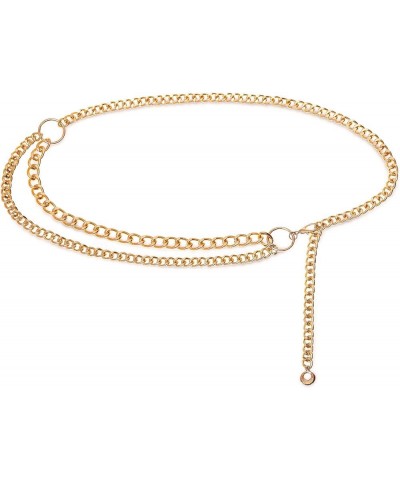 Gold Waist Chain Belt for Women Dresses Metal Link Dangling Cinturones De Mujer Layer $9.22 Accessories