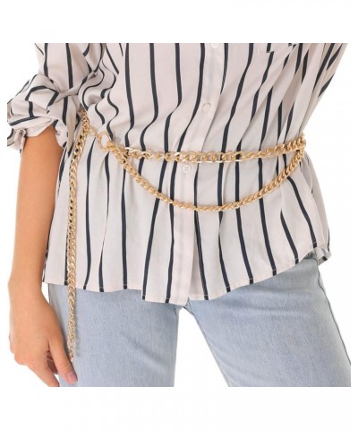 Gold Waist Chain Belt for Women Dresses Metal Link Dangling Cinturones De Mujer Layer $9.22 Accessories