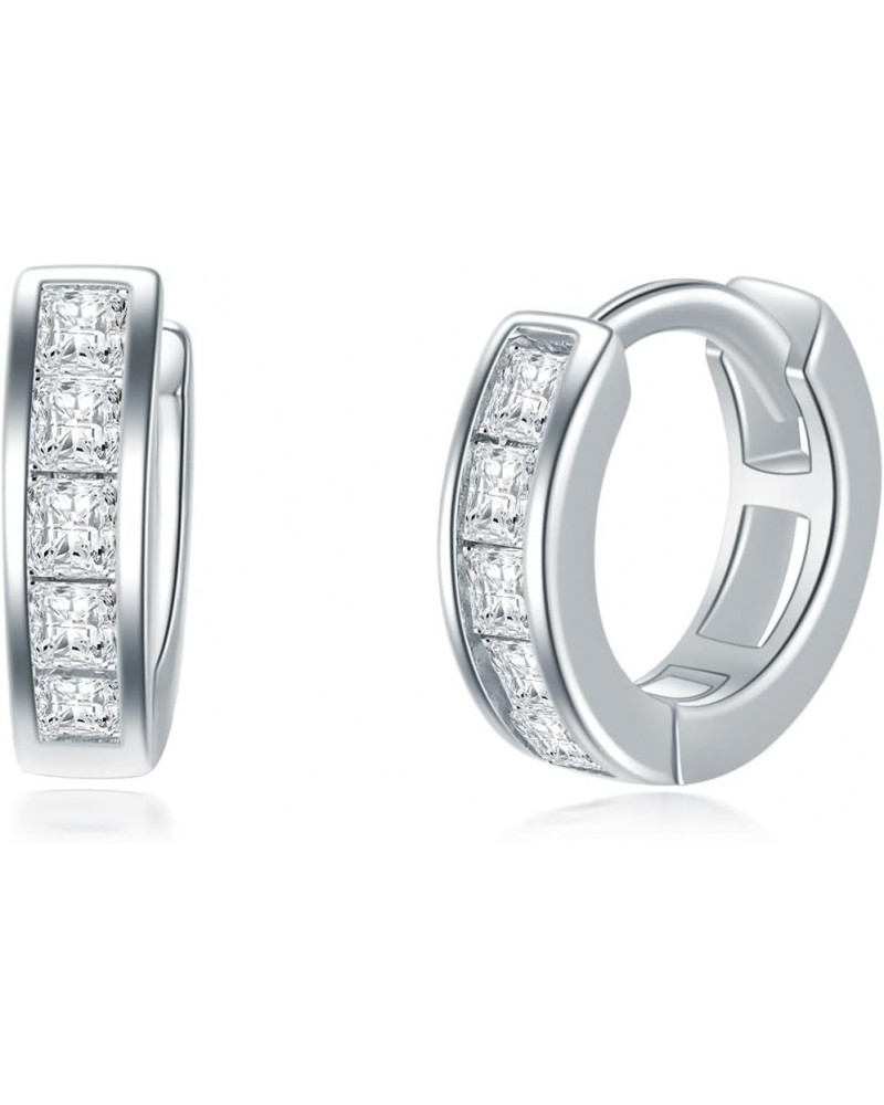 Huggie Earrings Sterling Silver Cubic Zirconia 15mm Hypoallergenic Hoop Earrings for Men Women $14.40 Earrings