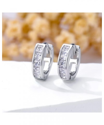 Huggie Earrings Sterling Silver Cubic Zirconia 15mm Hypoallergenic Hoop Earrings for Men Women $14.40 Earrings