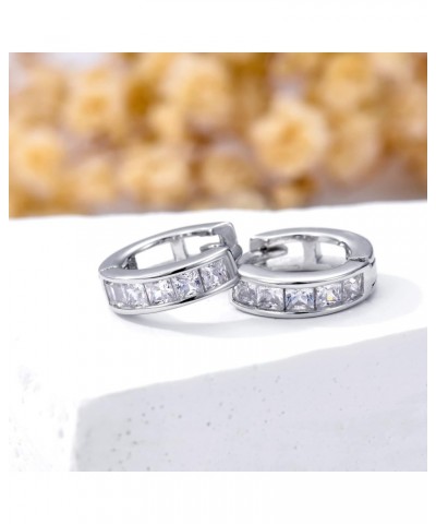 Huggie Earrings Sterling Silver Cubic Zirconia 15mm Hypoallergenic Hoop Earrings for Men Women $14.40 Earrings