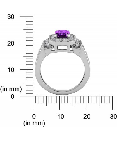 Pretty Jewels Center 7.5x5.5mm Emerald Cut Lab Created Gemstones And Natural White Diamond Halo Solitaire Engagement Rings In...